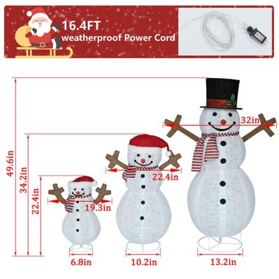 Image showing 5 th Veikous Winter LED Snowman Family Set Seasonal Christmas Decoration for Holiday