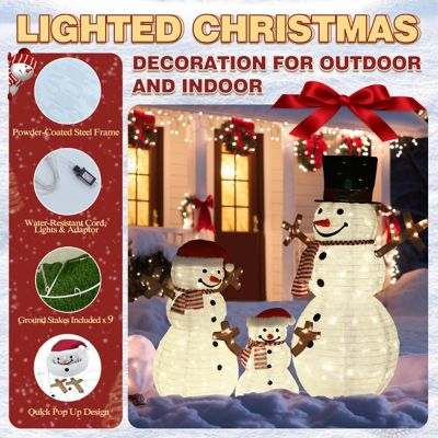 Image showing 6 th Veikous Winter LED Snowman Family Set Seasonal Christmas Decoration for Holiday
