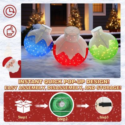 Image showing  3-Piece 35 in. Pop-Up Ornament Outdoor Christmas Holiday Yard Decoration