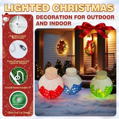 Image showing 7 th Veikous 3-Piece 35 in. Pop-Up Ornament Outdoor Christmas Holiday Yard Decoration