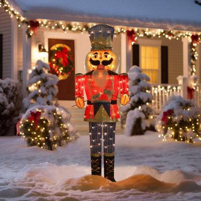 Image showing  5 ft. 3D Nutcracker Outdoor Christmas Holiday Yard Decoration Play Drum Warm White Light