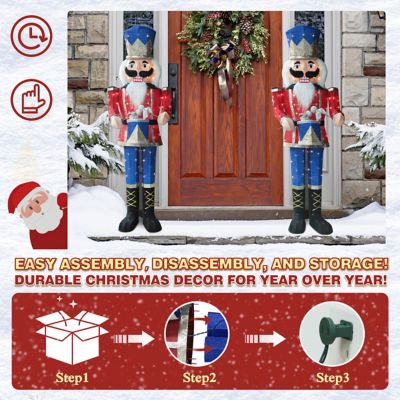 Image showing  5 ft. 3D Nutcracker Outdoor Christmas Holiday Yard Decoration Play Drum Warm White Light