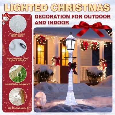 Image showing 7 th Veikous 6 ft. 3D Post Light Outdoor Christmas Holiday Yard Decoration Cool White LED