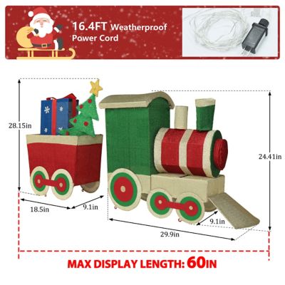 Image showing  5 ft. Train Set Outdoor Holiday Yard Decoration Warm White LED with Christmas Tree and Gift Box