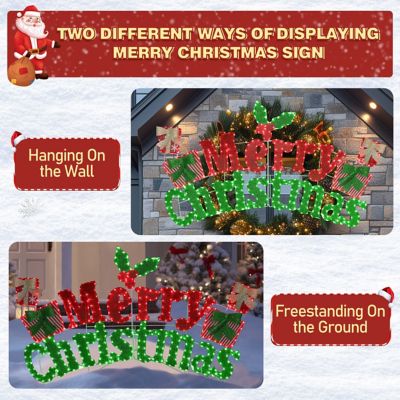 Image showing  6 ft. Merry Christmas Sign Outdoor Holiday Yard Decoration Red and Green LED