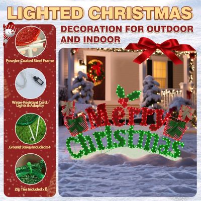 Image showing 6 th Veikous 6 ft. Merry Christmas Sign Outdoor Holiday Yard Decoration Red and Green LED