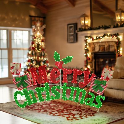 Image showing 8 th Veikous 6 ft. Merry Christmas Sign Outdoor Holiday Yard Decoration Red and Green LED