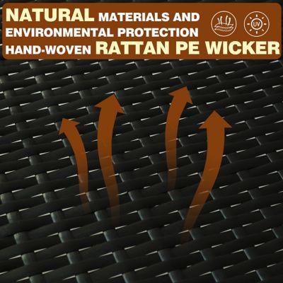 Image showing 5 th Veikous 3 pc. Outdoor Rocking Chairs Wicker Rattan Bistro Set with Cushions and Table