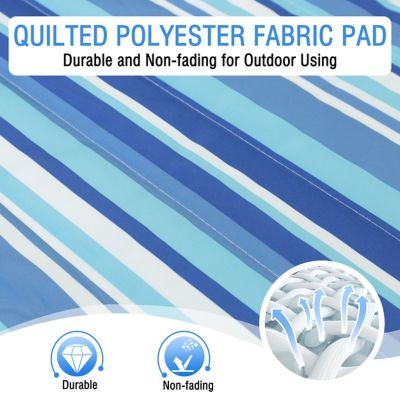 Image showing  12 ft. Quilted 2-Person Hammock Bed with Stand and Detachable Pillow, Blue Stripes