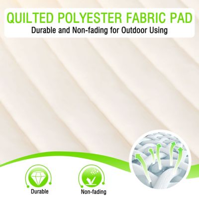 Image showing  12 ft. Quilted 2-Person Hammock Bed with Stand and Detachable Pillow, Beige