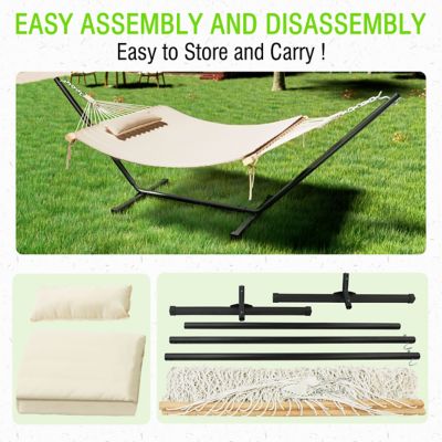 Image showing 6 th Veikous Quilted 2-Person Hammock Bed with Stand and Detachable Pillow, 12 ft.