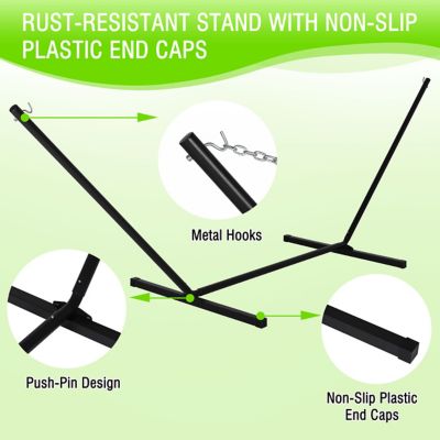 Image showing 7 th Veikous Quilted 2-Person Hammock Bed with Stand and Detachable Pillow, 12 ft.