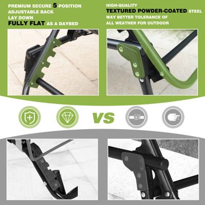 Image showing 1 th Veikous Outdoor Folding Chaise Lounge Chair Fully Flat for Beach with Pillow and Side Pocket