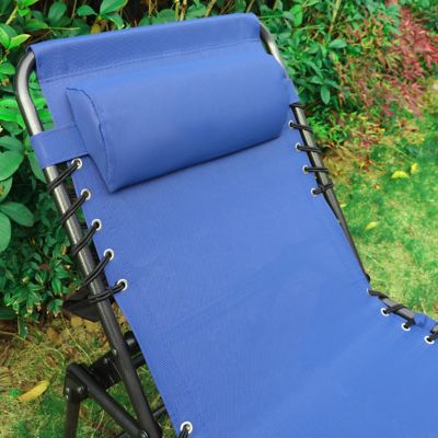 Image showing 7 th Veikous Outdoor Folding Chaise Lounge Chair Fully Flat for Beach with Pillow and Side Pocket