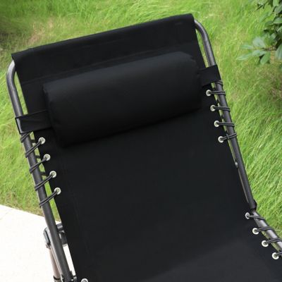 Image showing 7 th Veikous Outdoor Folding Chaise Lounge Chair Fully Flat for Beach with Pillow and Side Pocket