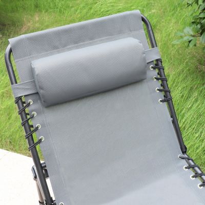 Image showing 7 th Veikous Chaise Lounge Chairs for Outside Tanning Chair with Face Hole and Pillow and Side Pocket