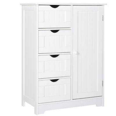 Image showing  Bathroom Floor Cabinet Side Storage Organizer Cabinet with Drawers and Cupboard, HP0904-09WH-2