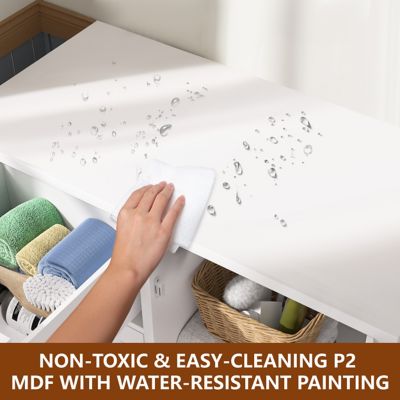 Image showing  Bathroom Floor Cabinet Side Storage Organizer Cabinet with Drawers and Cupboard, HP0904-09WH-2