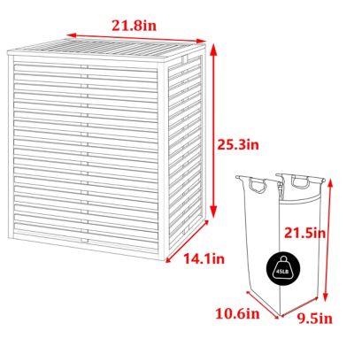 Image showing  Bamboo Rectangle Laundry Room Hamper Sorter with 2 Removable Liner Bags and Lid