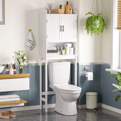 Veikous Bathroom Over The Toilet Storage Cabinet Organizer with Shelves and Door, HP0904-06WH-2