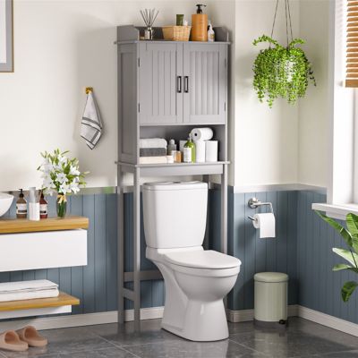 Veikous Bathroom Over The Toilet Storage Cabinet Organizer with Shelves and Door, HP0904-06GY-2