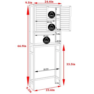 Image showing  Bamboo Bathroom Over-the-Toilet Storage with Removable Shelf and Doors