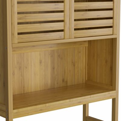 Image showing 8 th Veikous Bamboo Bathroom Over-the-Toilet Storage with Removable Shelf and Doors