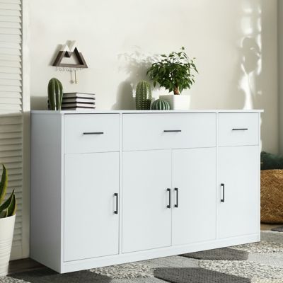 Veikous Kitchen Sideboard and Buffet Storage Cabinet with Three Drawers and Doors