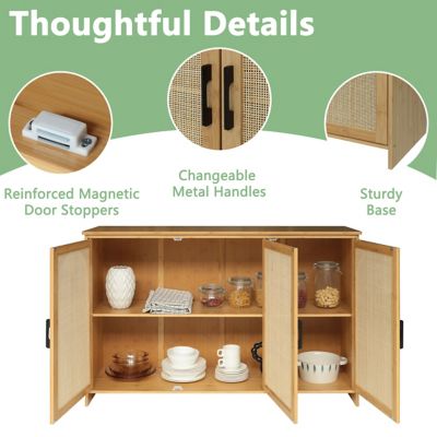 Image showing  Cabinet Storage Sideboard Buffet Table for Living Room with Three Doors