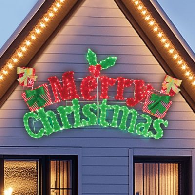 Veikous 6 ft. Merry Christmas Sign, Christmas Yard Decoration with Red and Green LED Lights