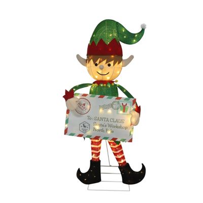 Veikous 4.8 ft. Lighted Elf with Envelope Decoration, Outdoor Christmas Lights for Yard Decoration