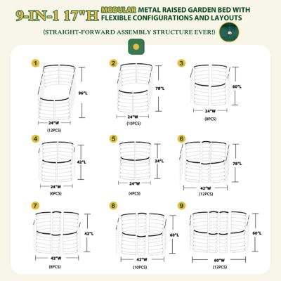 Image showing  9-in-1 Modular Metal Raised Garden Bed Kit