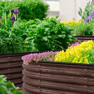 Image showing 6 th Veikous 9-in-1 Modular Metal Raised Garden Bed Kit