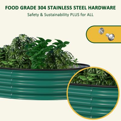 Image showing  8 ft. x 2 ft. x 1 ft. Galvanized Raised Garden Bed 9-in-1 Planter Box in Green
