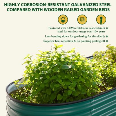 Image showing  8 x 2 x 2ft. Galvanized Raised Garden Bed 9 in 1 Planter Box Outdoor, Green