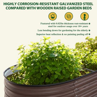 Image showing  8 x 2 x 2ft. Galvanized Raised Garden Bed 9?in?1 Planter Box Outdoor, Carbonized