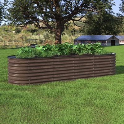 Image showing 9 th Veikous 8 x 2 x 2ft. Galvanized Raised Garden Bed 9 in 1 Planter Box Outdoor, Carbonized