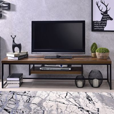 ACME Rectangular Wooden TV Stand with Shelf