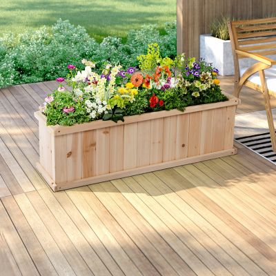 Shine Company Evergreen Wood Raised Garden Bed Planter with Liner