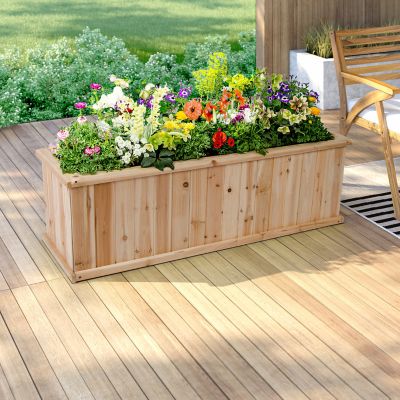 Shine Company Evergreen Wood Raised Garden Bed Planter with Liner