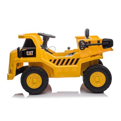 Image showing  12V CAT Electric 1-Seater Ride-on Dump Truck, For Ages 3-6, Yellow