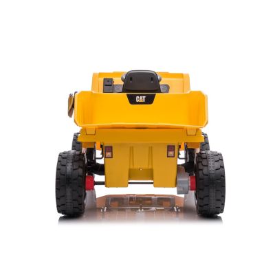 Image showing  12V CAT Electric 1-Seater Ride-on Dump Truck, For Ages 3-6, Yellow