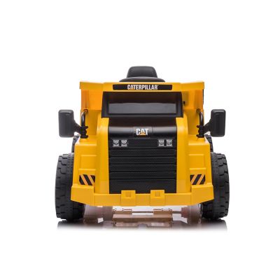 Image showing  12V CAT Electric 1-Seater Ride-on Dump Truck, For Ages 3-6, Yellow