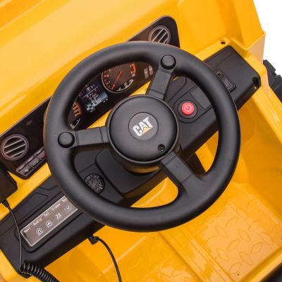 Image showing  12V CAT Electric 1-Seater Ride-on Dump Truck, For Ages 3-6, Yellow