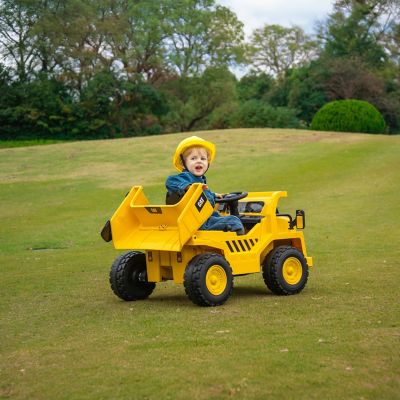 Image showing 7 th Freddo 12V CAT Electric 1-Seater Ride-on Dump Truck, For Ages 3-6, Yellow