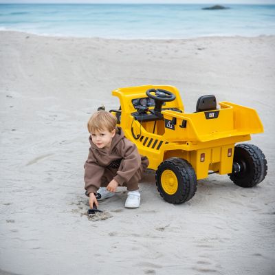 Image showing 9 th Freddo 12V CAT Electric 1-Seater Ride-on Dump Truck, For Ages 3-6, Yellow