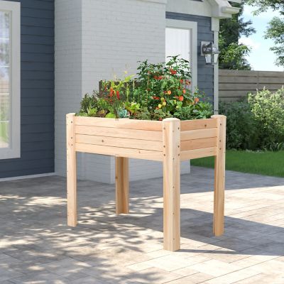 Shine Company Evergreen Elevated Wooden Raised Garden Bed with Liner, 5203N