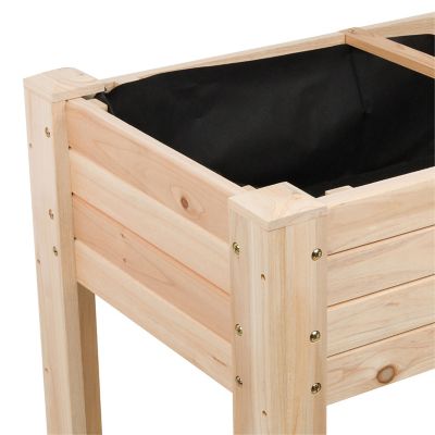 Image showing  Cedar Raised Garden Bed Elevated Planter Box with Drainage Holes & Liner, 36 x 20 x 30in.