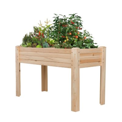 Image showing  Cedar Raised Garden Bed with Drainage Holes & Liner, 48 x 22 x 30in.