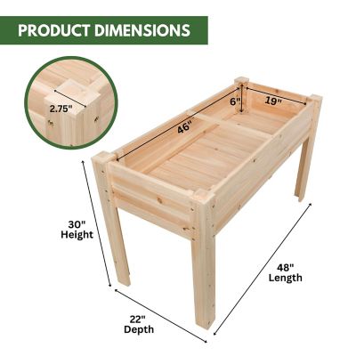 Image showing  Cedar Raised Garden Bed with Drainage Holes & Liner, 48 x 22 x 30in.